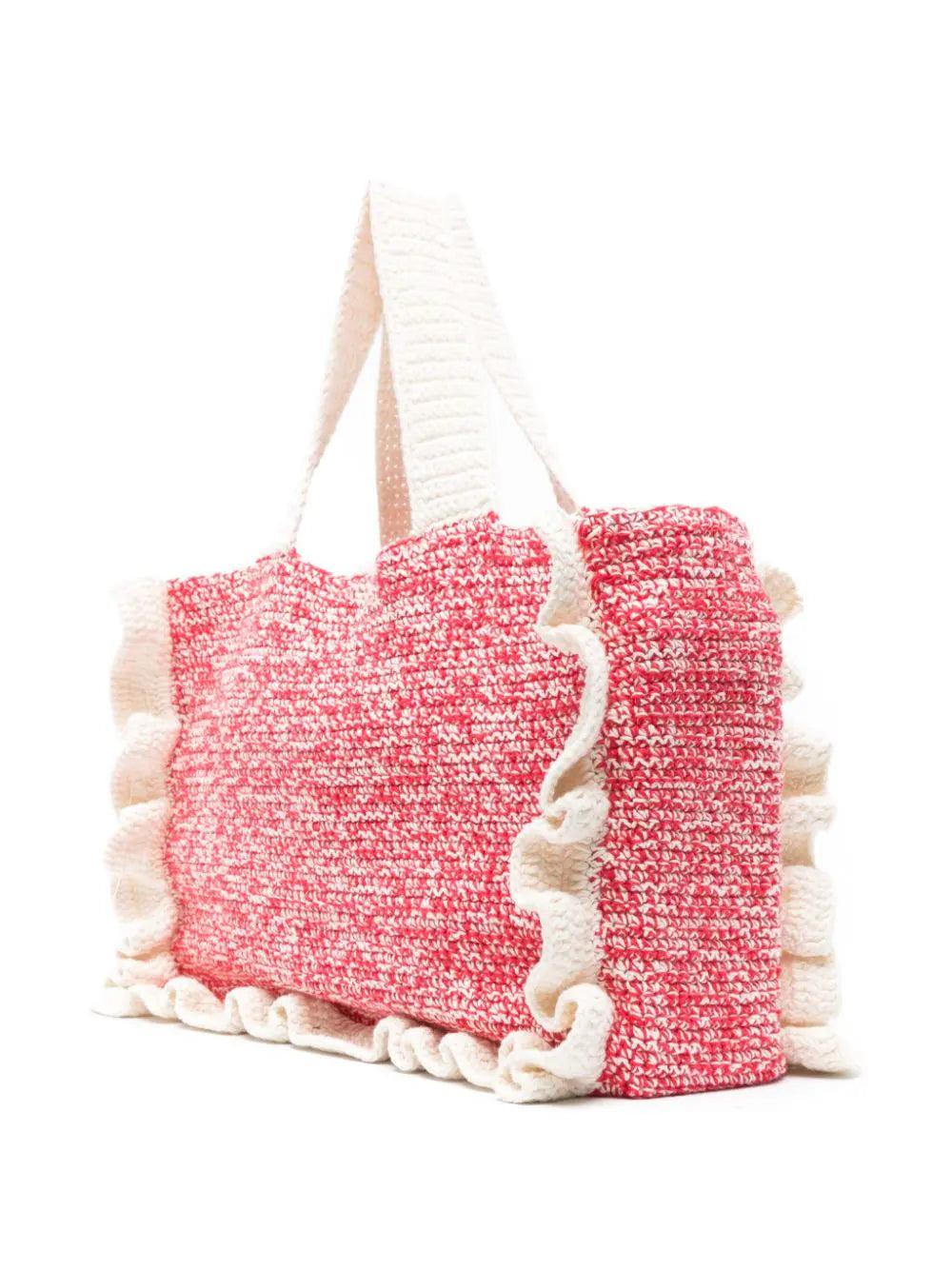 GANNI Crochet Ruffled Tote Bag