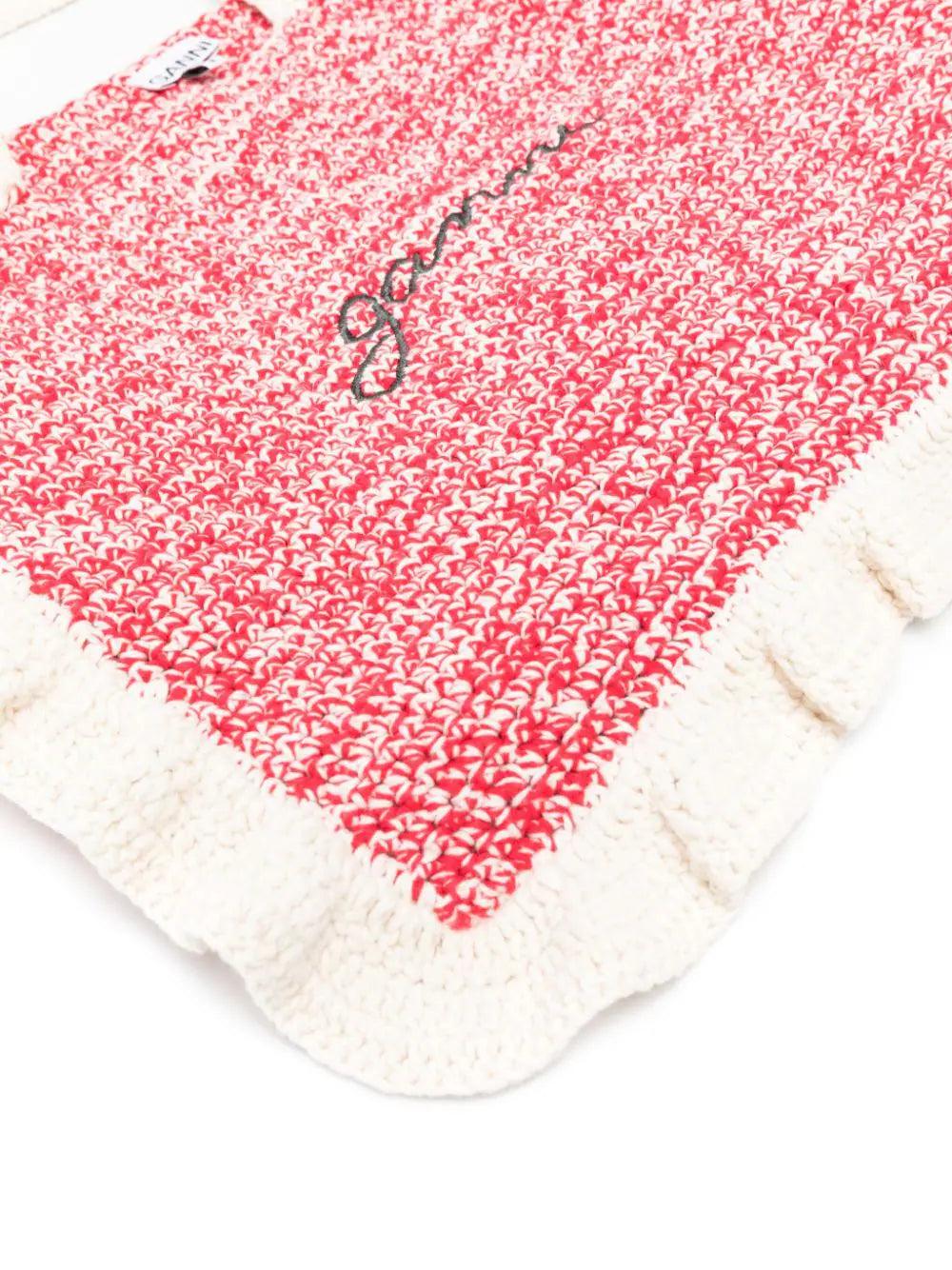 GANNI Crochet Ruffled Tote Bag