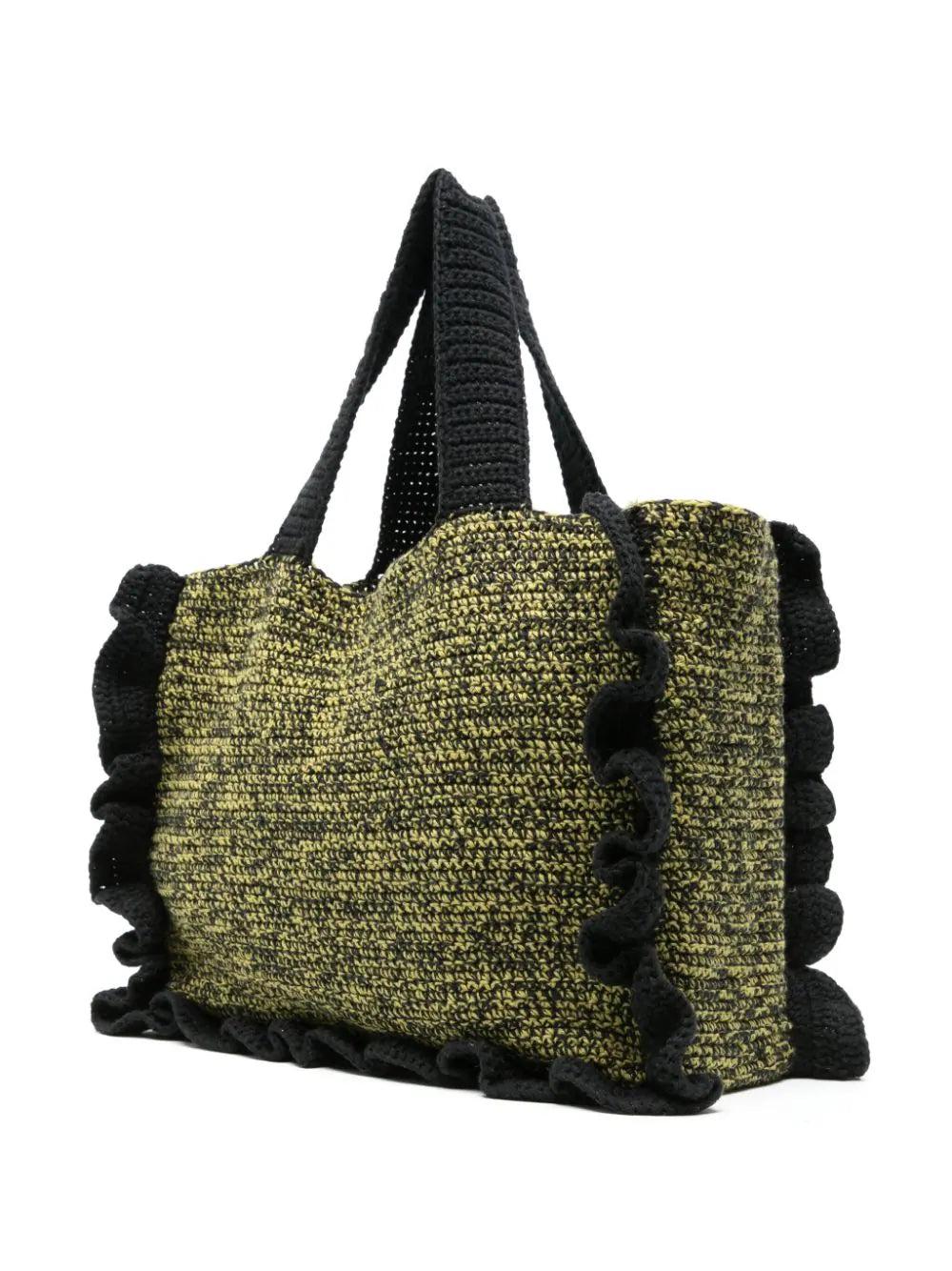 GANNI Crochet Ruffled Tote Bag