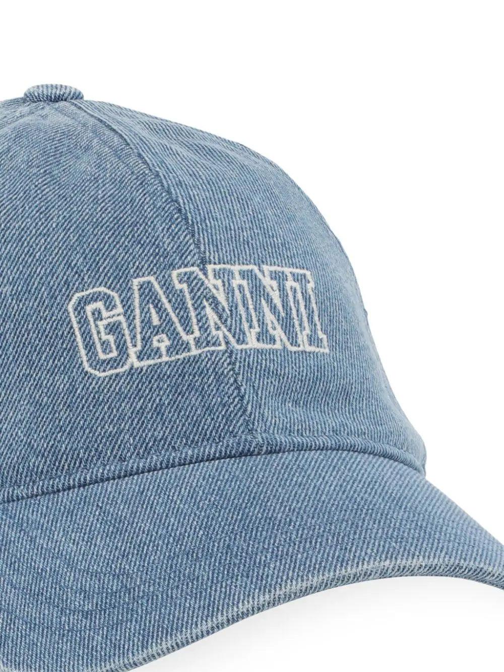 GANNI Denim Logo Baseball Cap