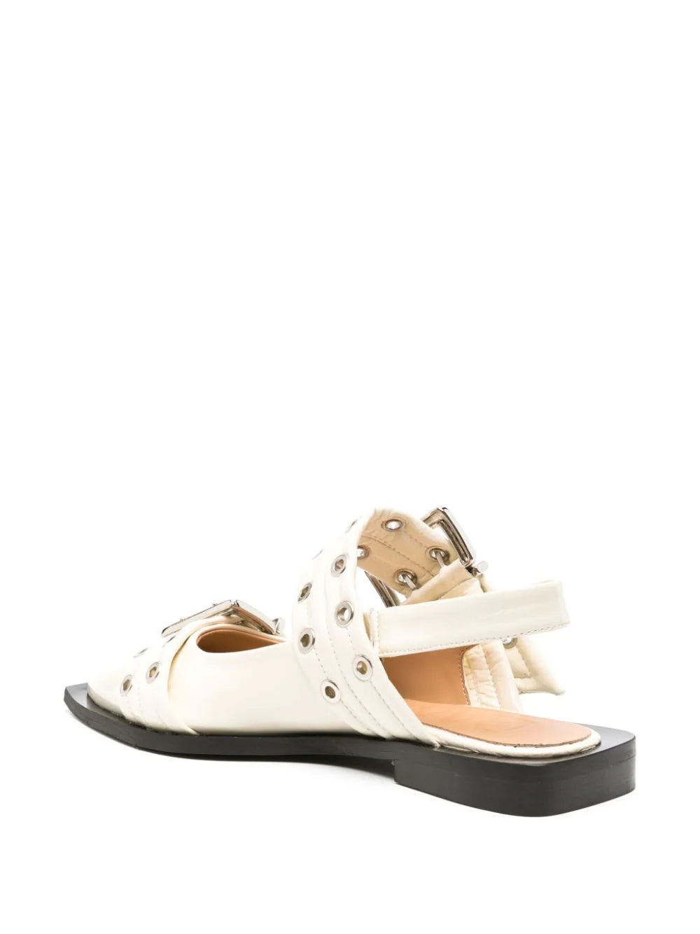 GANNI Egret Wide Welt Buckle Ballerinas