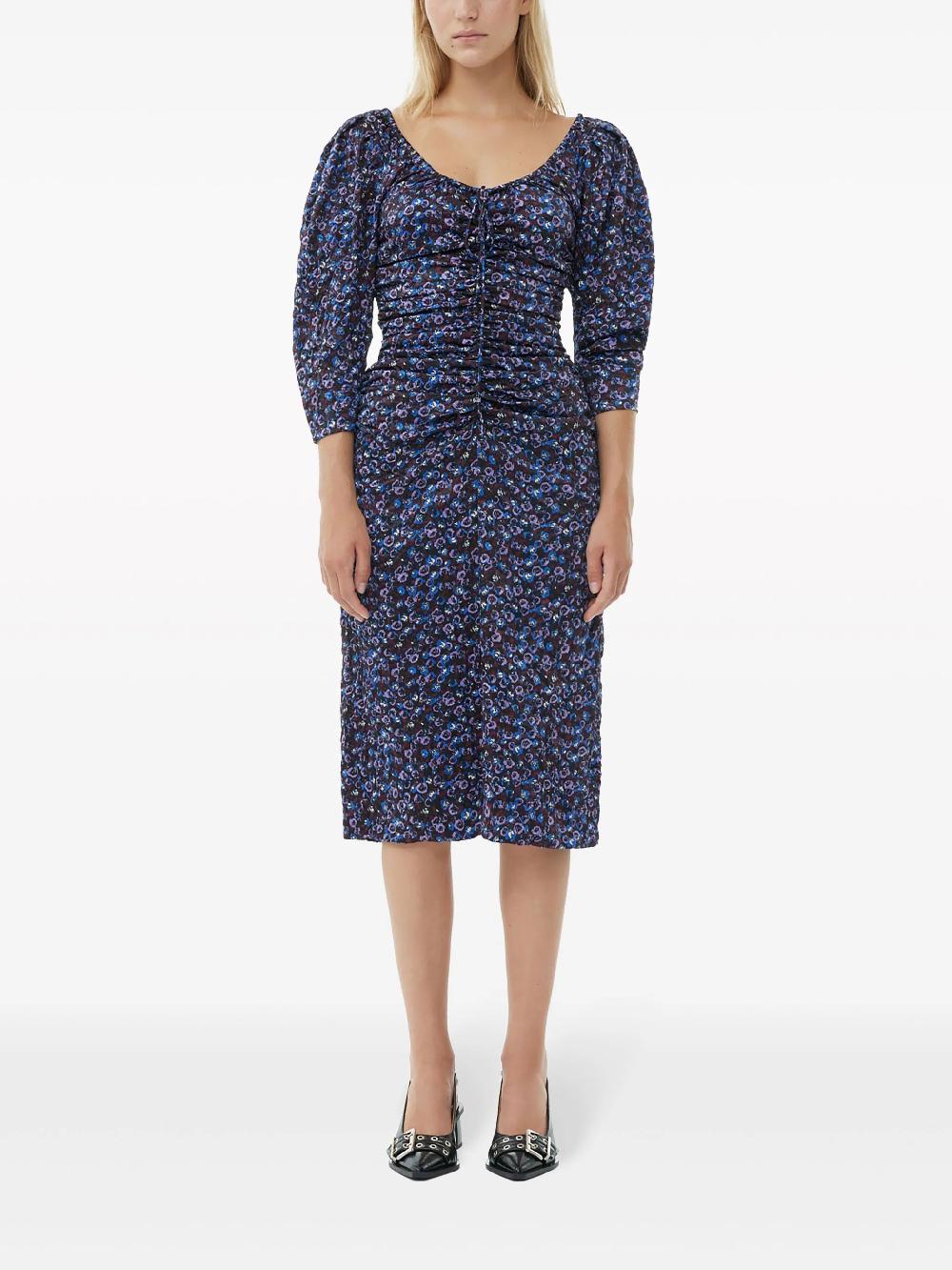 GANNI Gathered Midi Dress