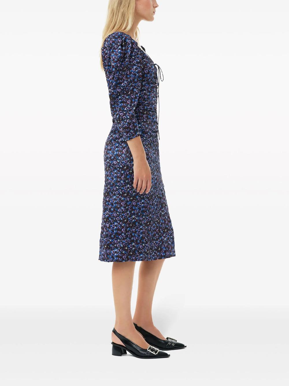 GANNI Gathered Midi Dress