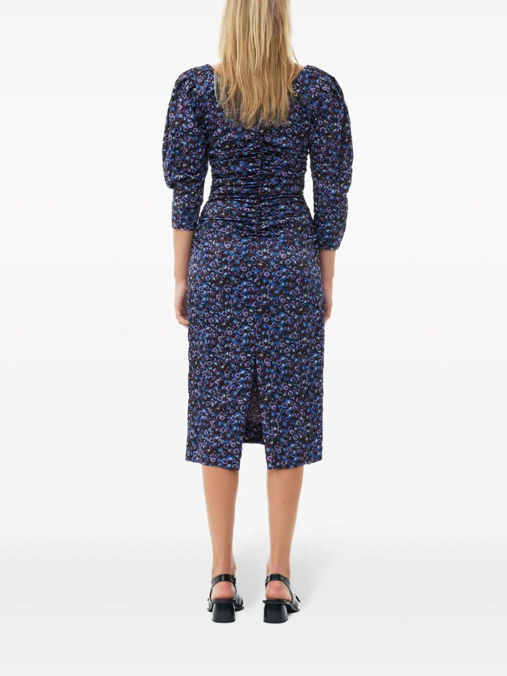 GANNI Gathered Midi Dress