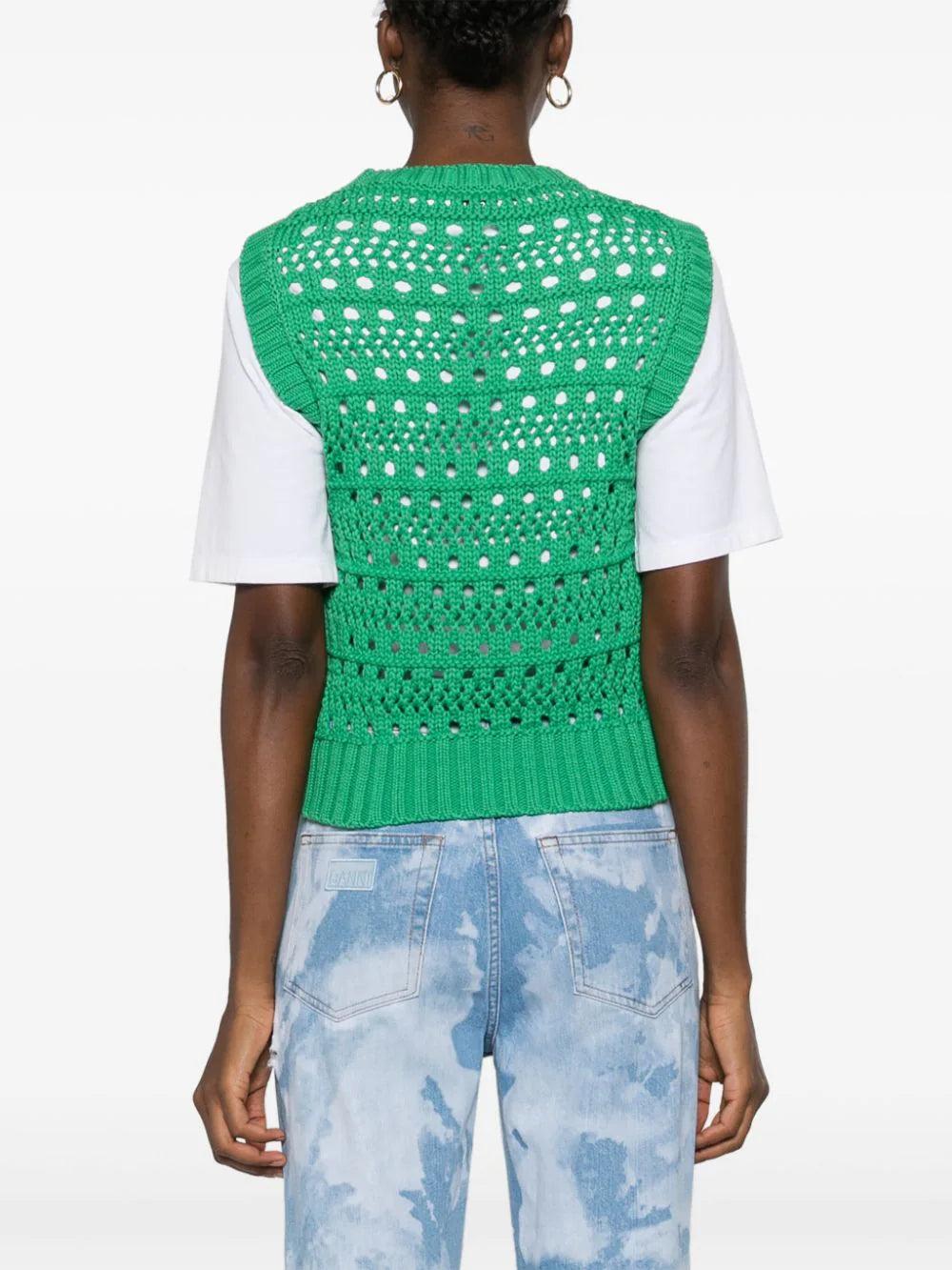 GANNI Green Cotton Rope Vest