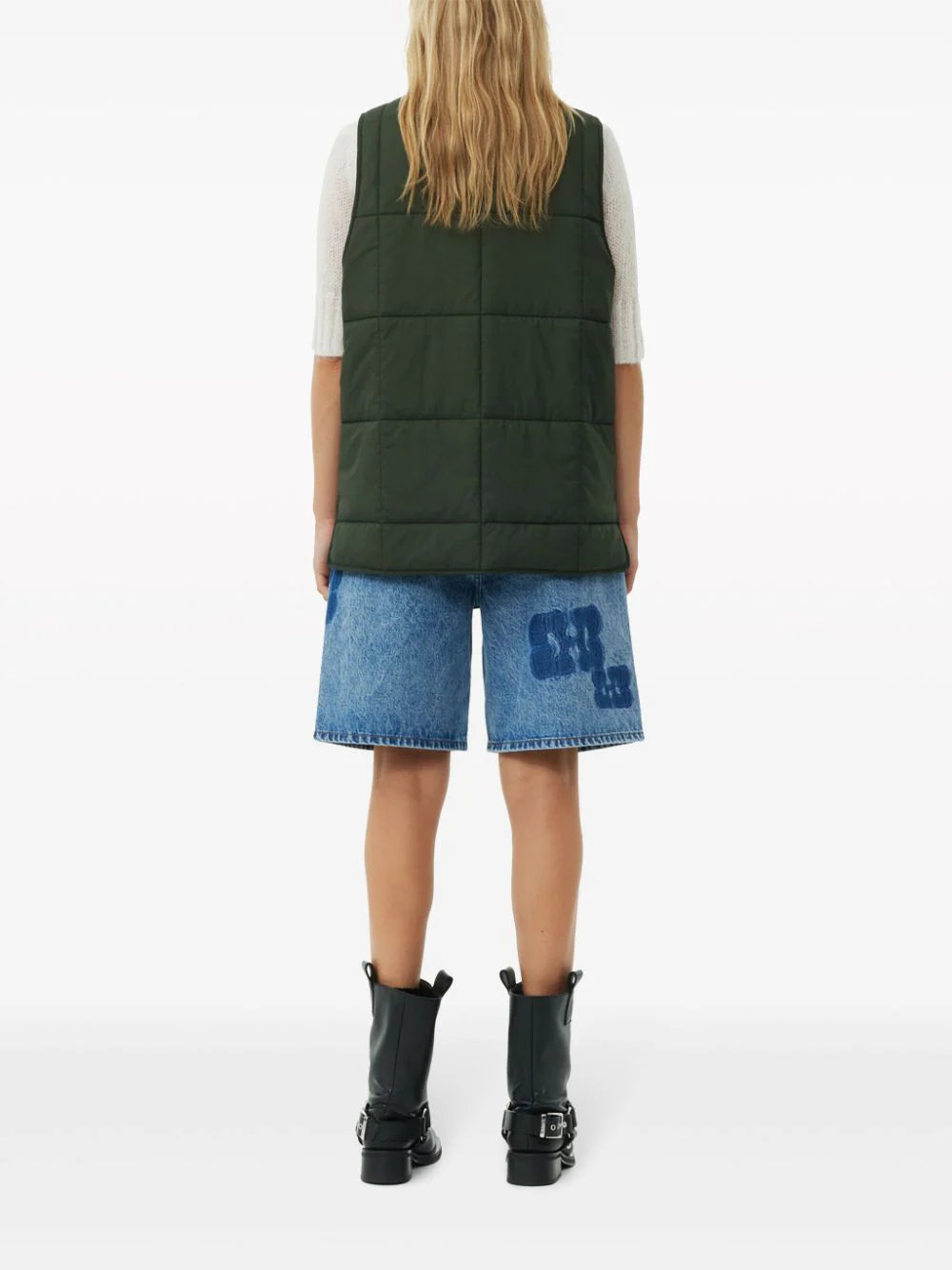 GANNI Green Quilt Boxy Vest