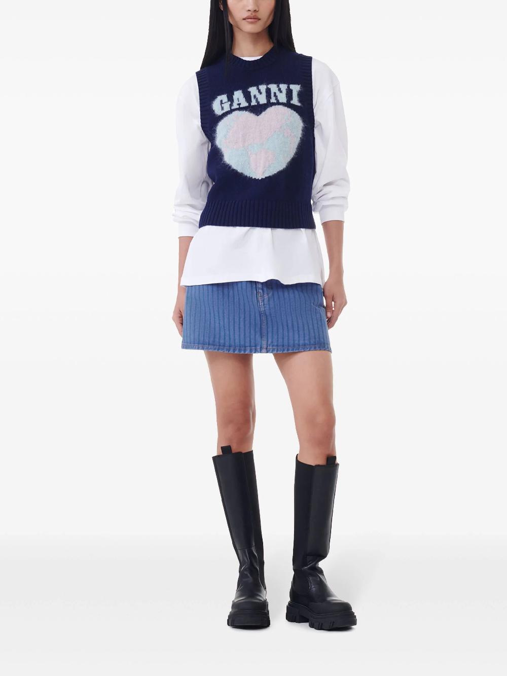 GANNI Heart-intarsia Tank Top