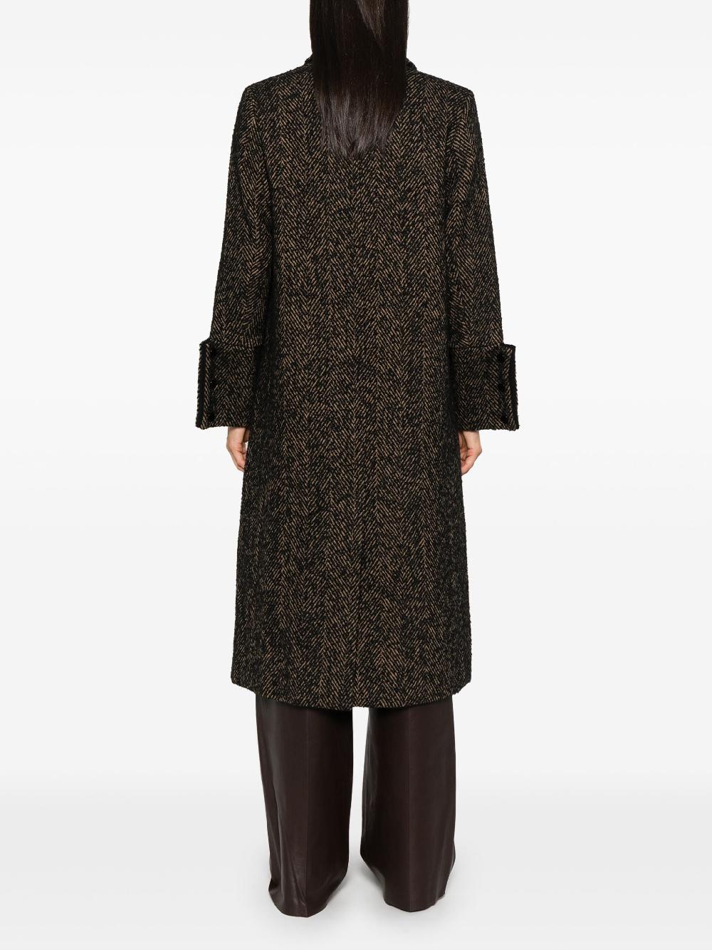 GANNI Herringbone Wool Coat