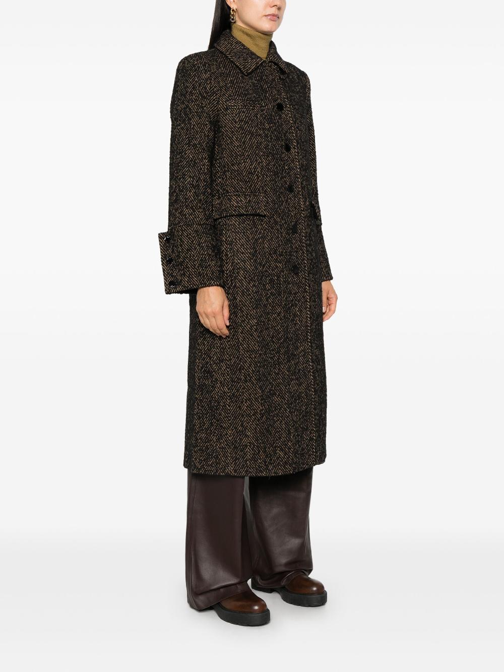 GANNI Herringbone Wool Coat