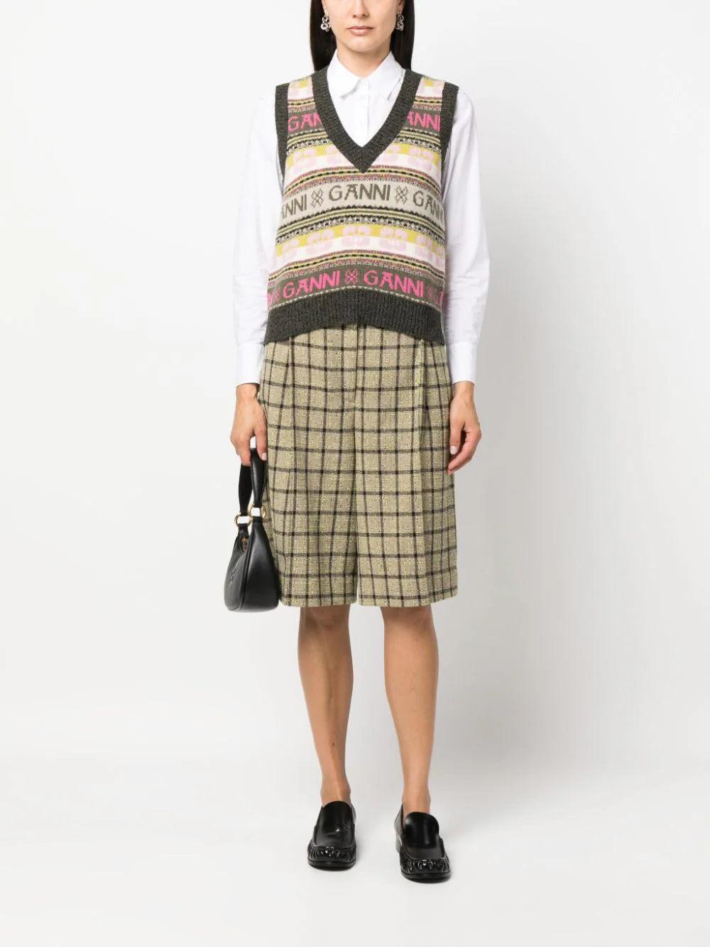 GANNI Intarsia-knit Logo Vest