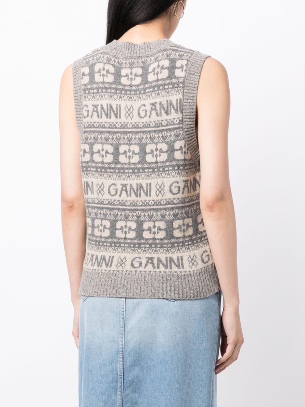 GANNI Intarsia-knit Logo Vest