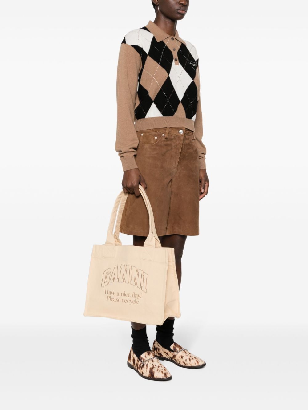 GANNI Large Canvas Tote Bag