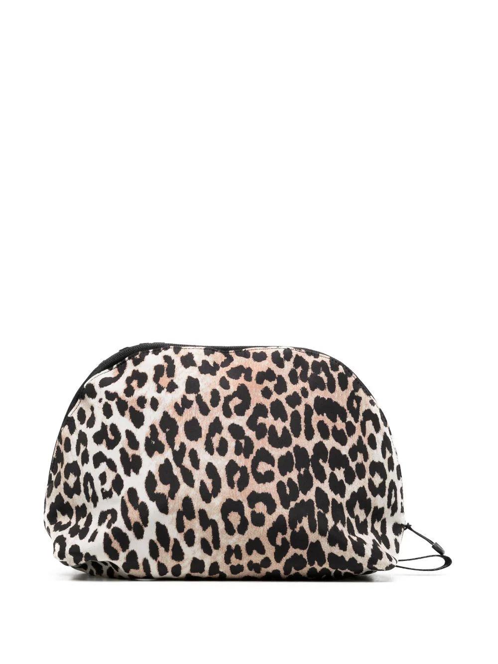 GANNI Large Leopard-print Clutch Bag