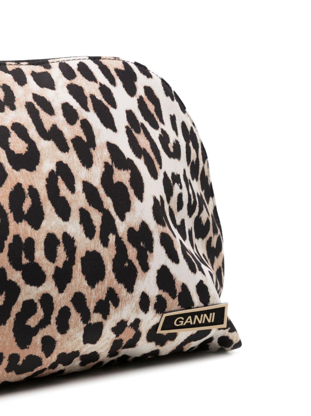 GANNI Large Leopard-print Clutch Bag