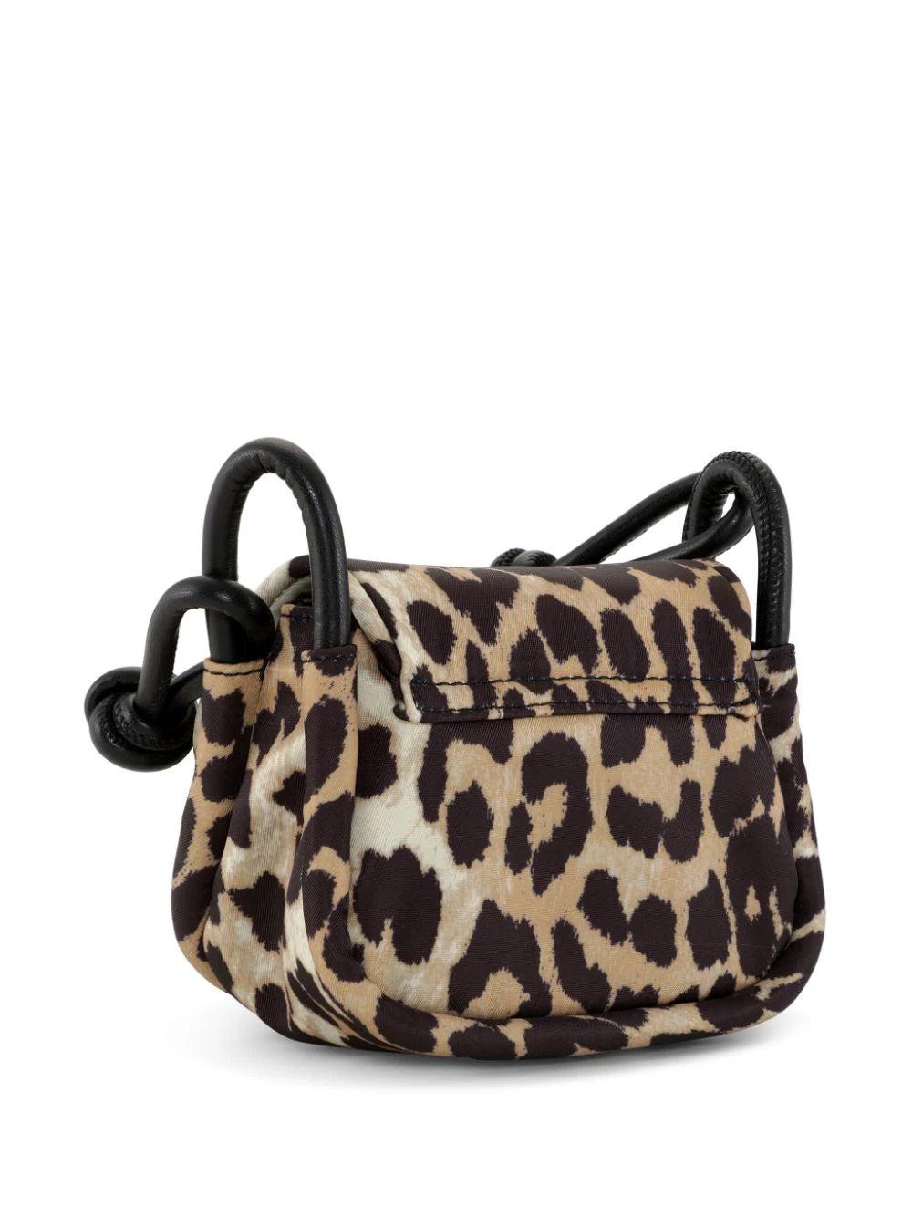 GANNI Leopard Knot Mini Flap Over Bag