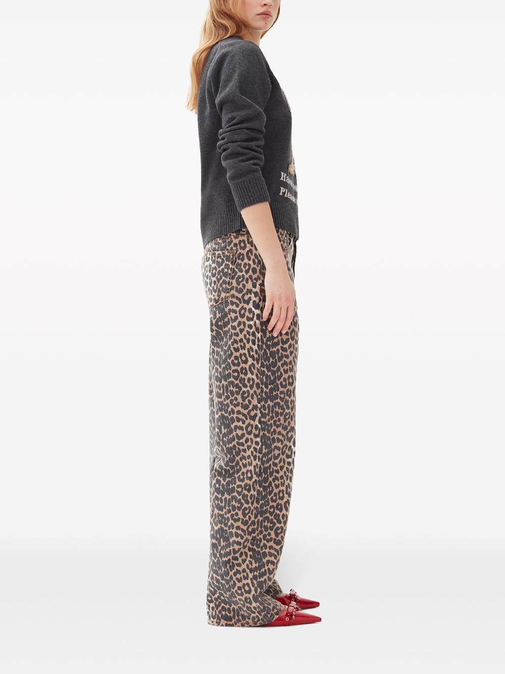 GANNI Leopard Printed Izey Jeans