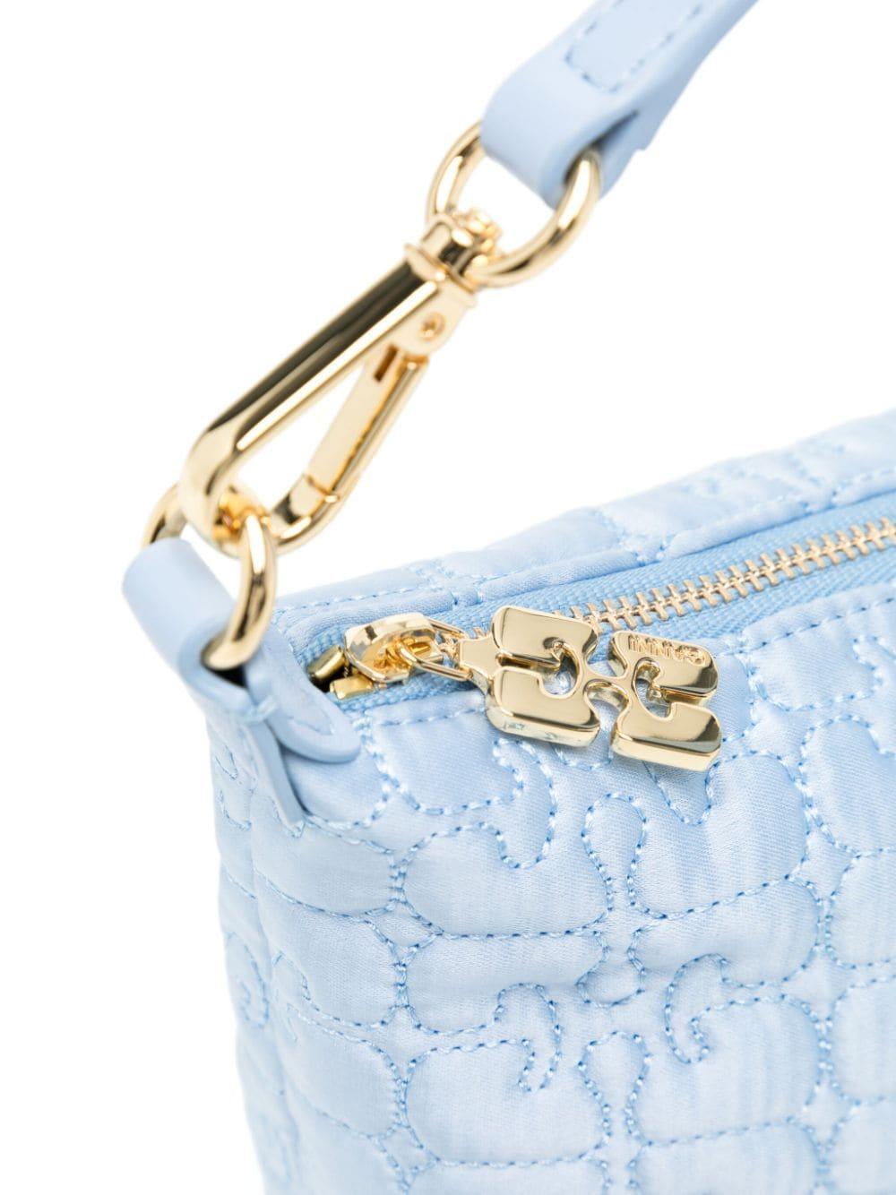 GANNI Light Blue Small Butterfly Pouch Satin Bag
