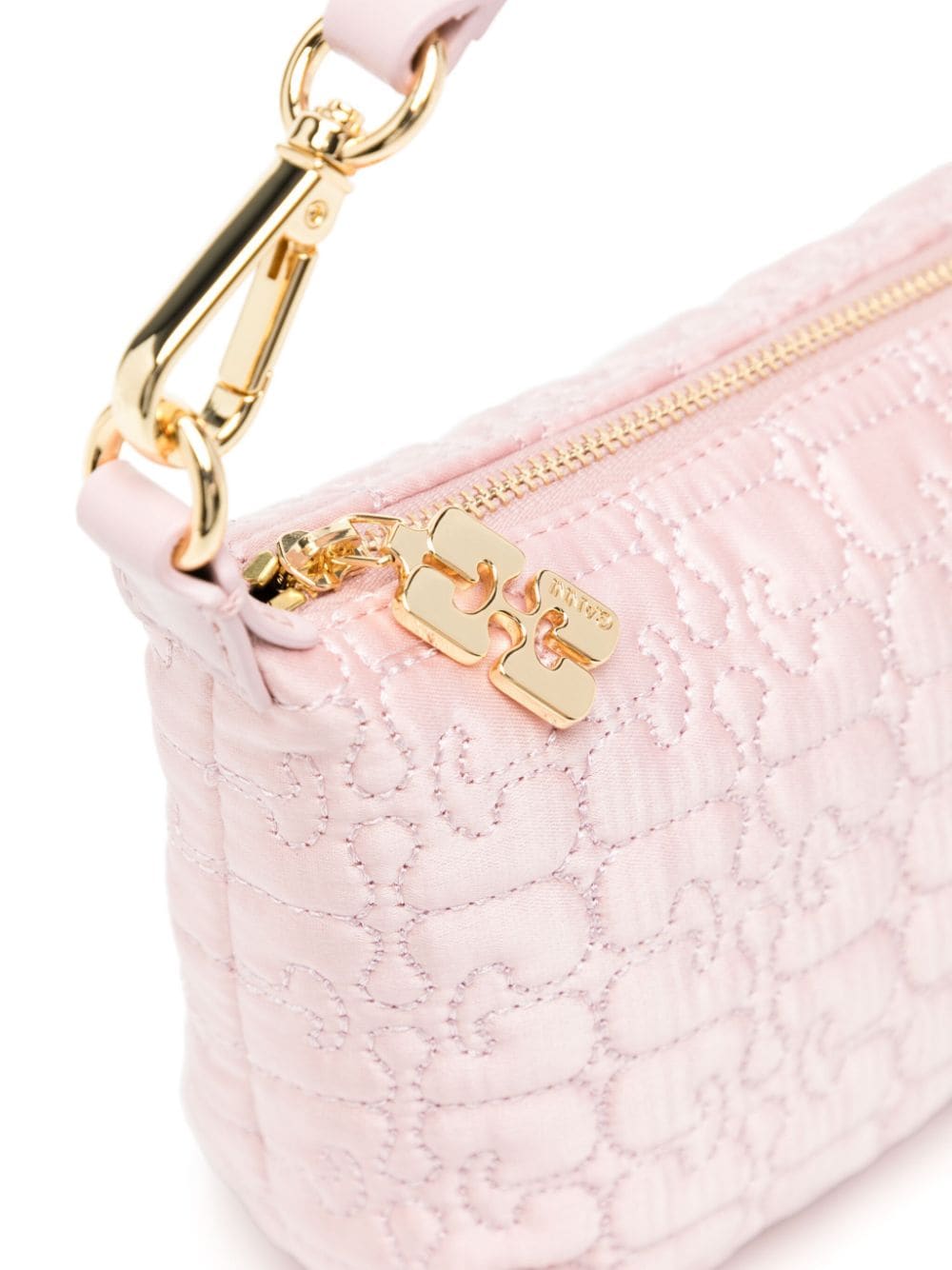 GANNI Light Pink Small Butterfly Pouch Satin Bag