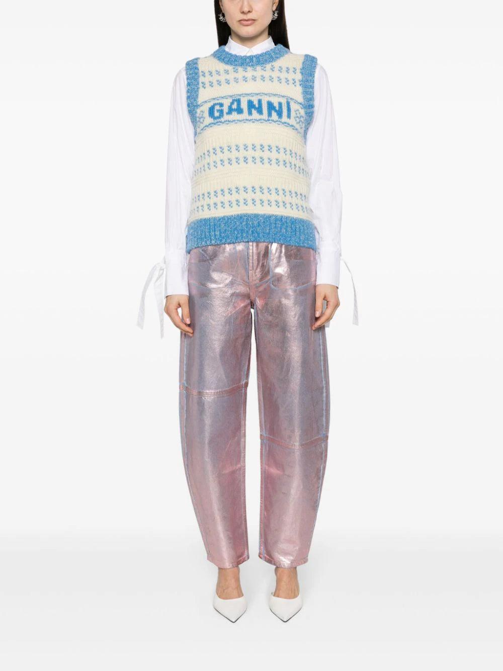 GANNI Lilac Foil Stary Jeans