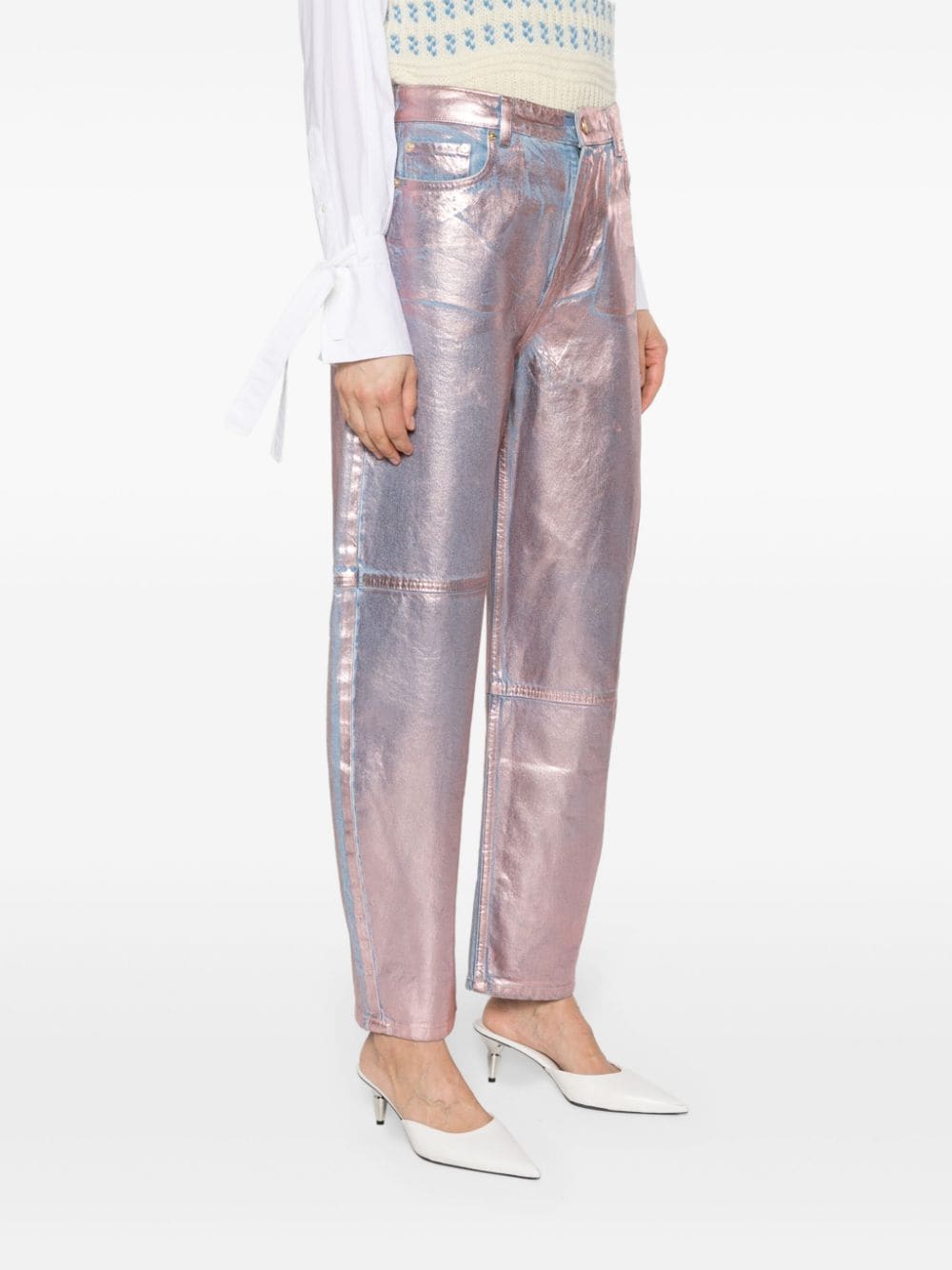 GANNI Lilac Foil Stary Jeans
