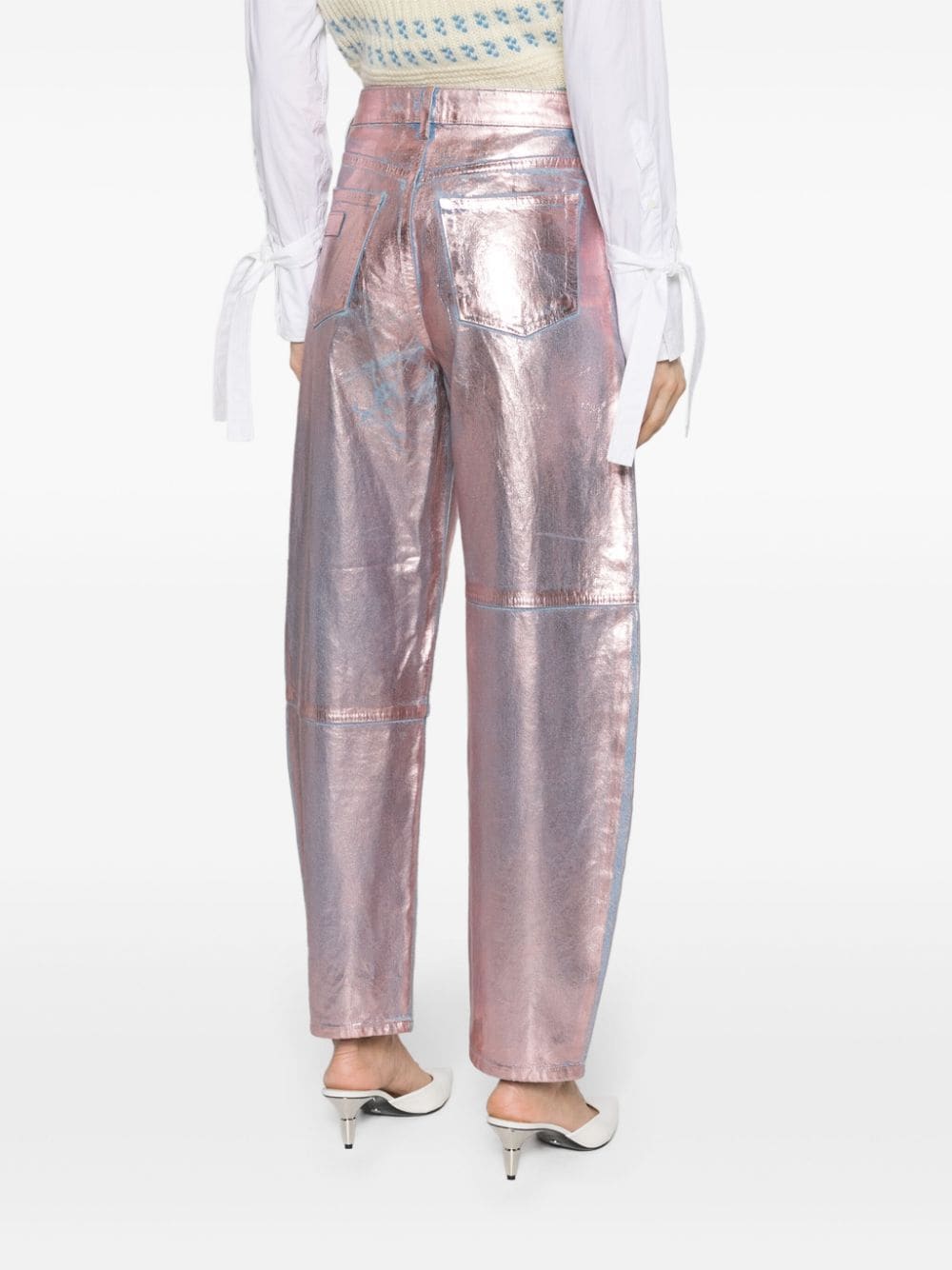 GANNI Lilac Foil Stary Jeans