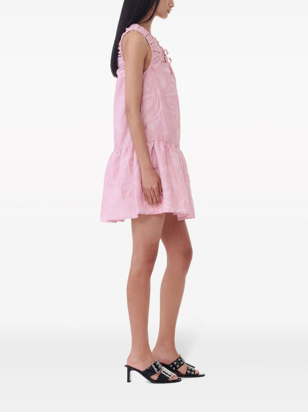 GANNI Pink Textured Cloqué Mini Dress