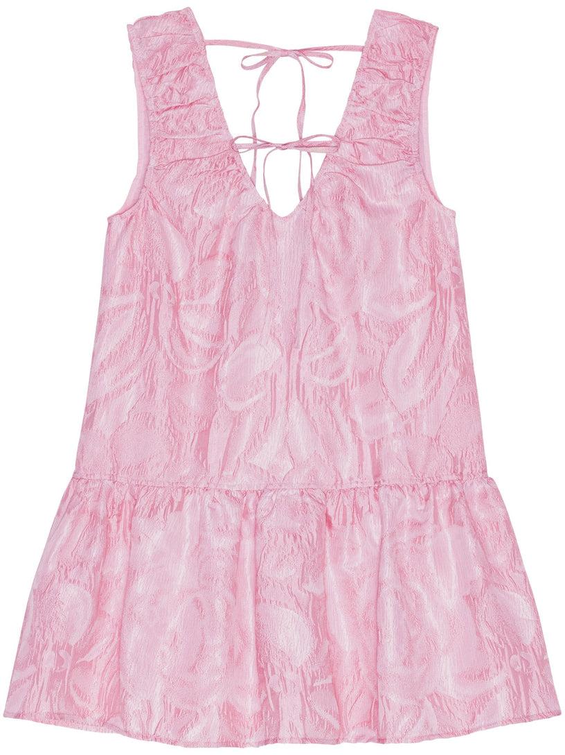 GANNI Pink textured cloqué mini dress