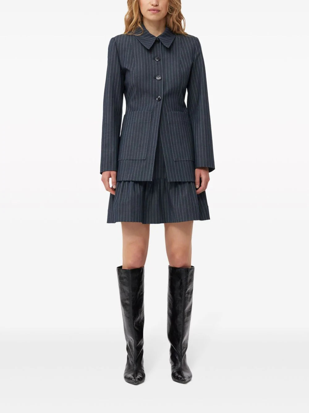 GANNI Pinstripe Single-breasted Blazer