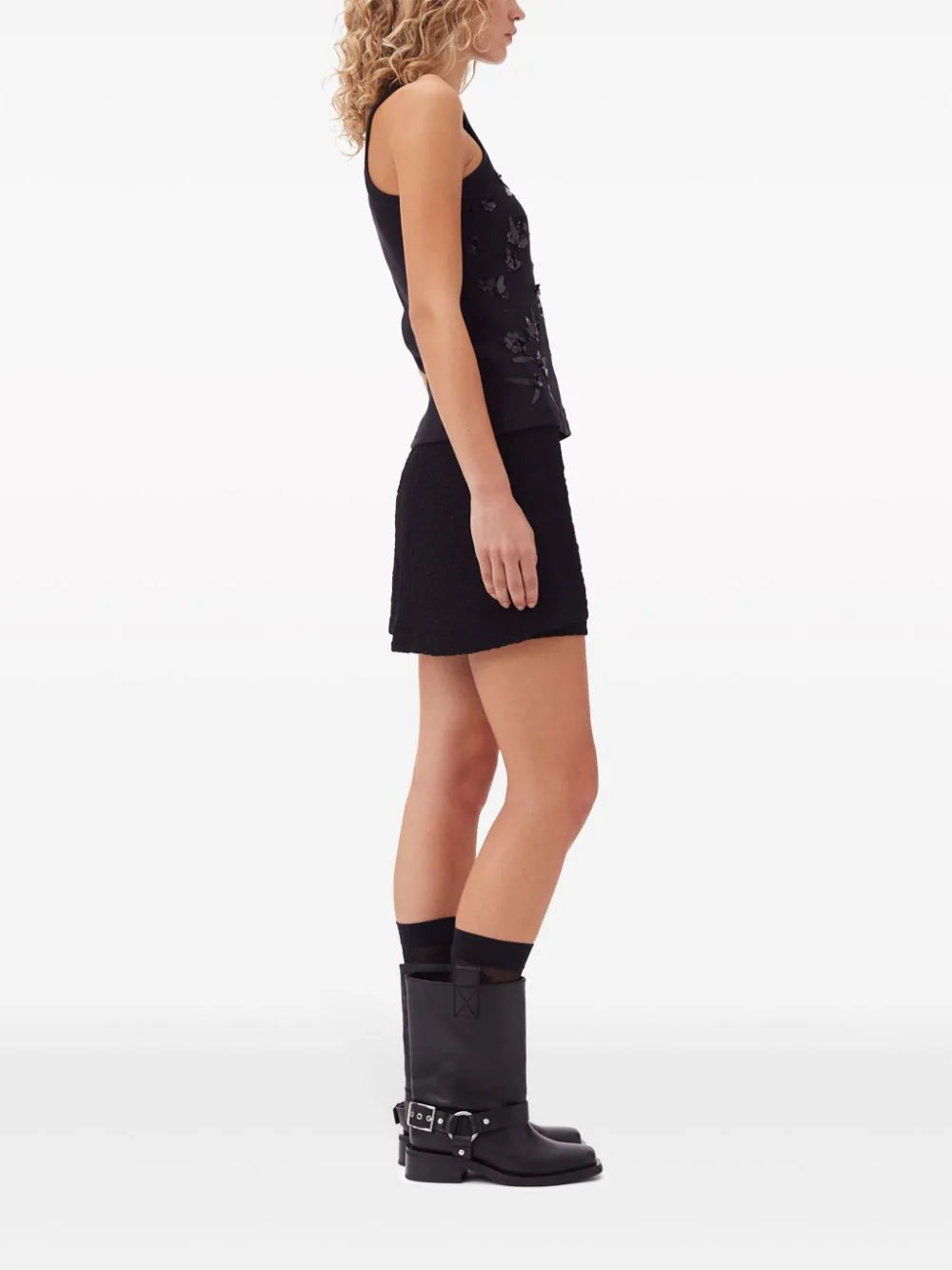 GANNI Rib Jersey Embellished Tank Top