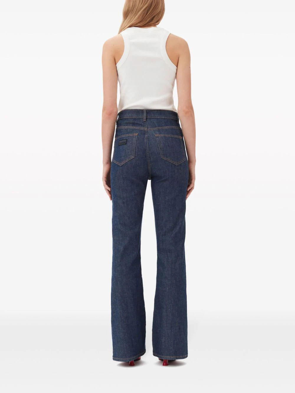 GANNI Rib Jersey Embellished Tank Top