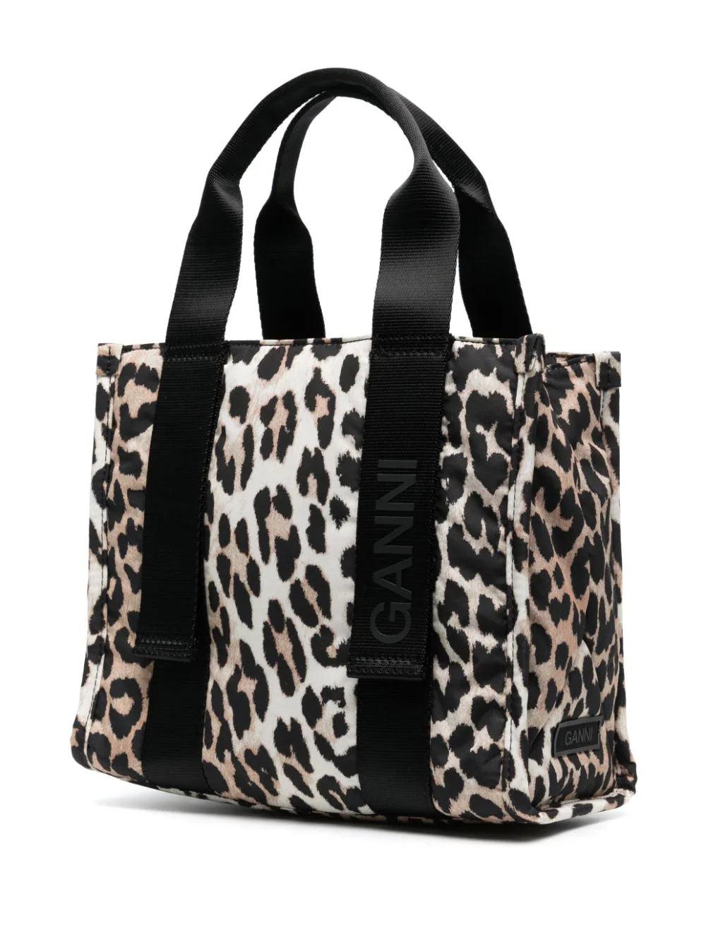 GANNI Small Leopard Tech Tote Bag