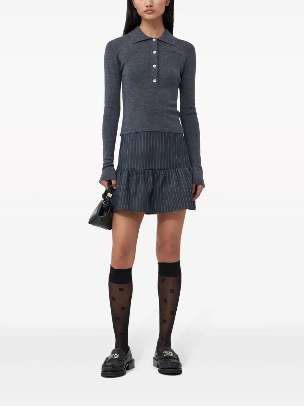 GANNI Striped Flounce Mini Skirt