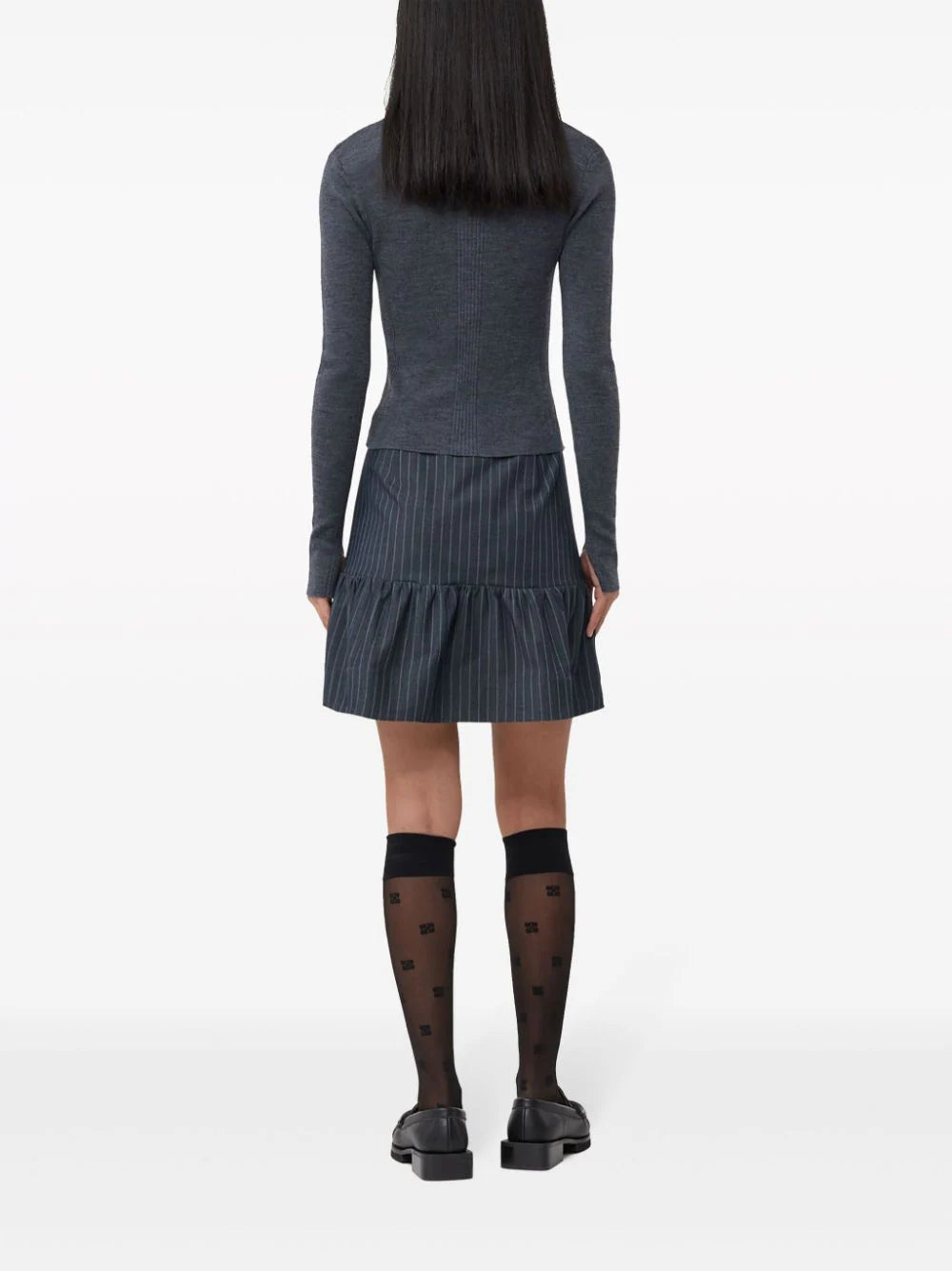 GANNI Striped Flounce Mini Skirt