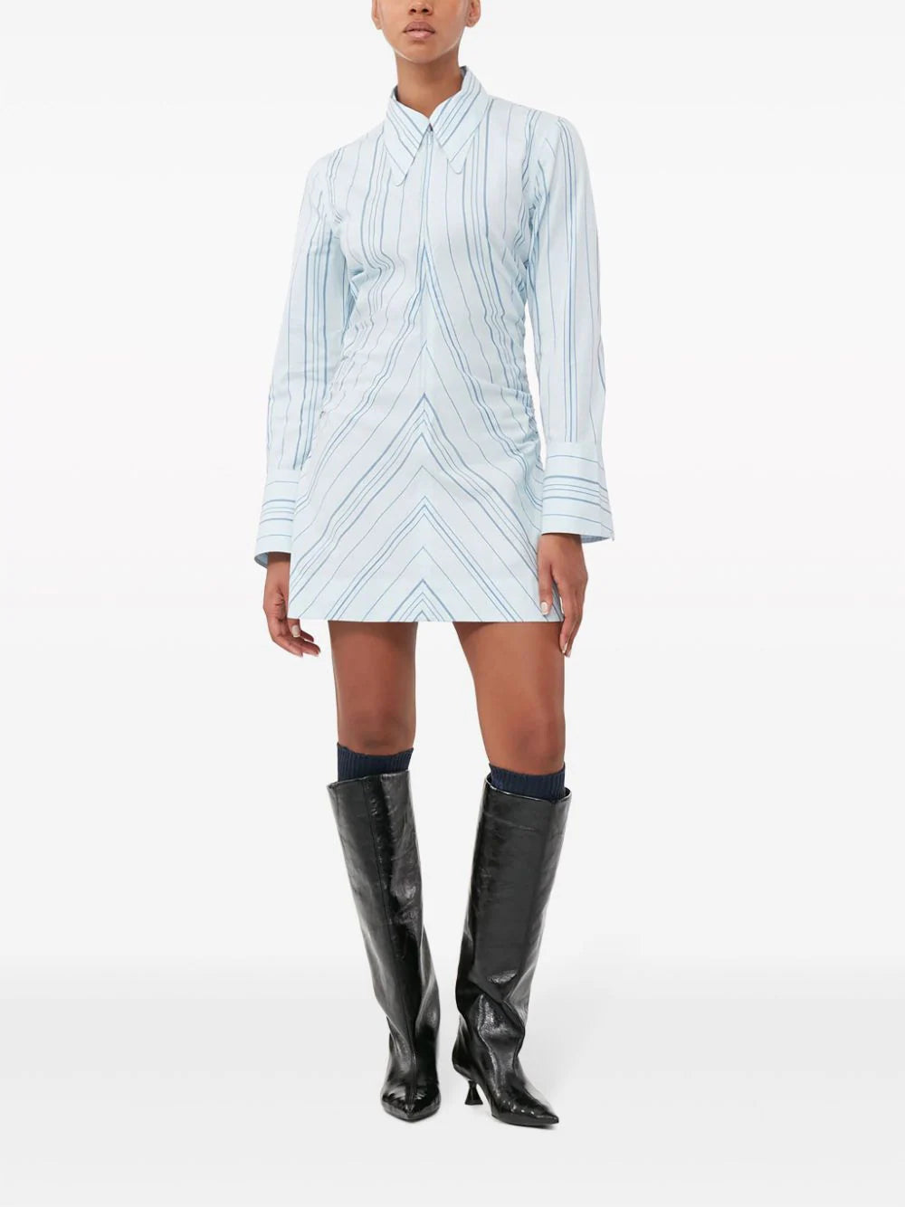 GANNI Striped Twill Fitted Tunic