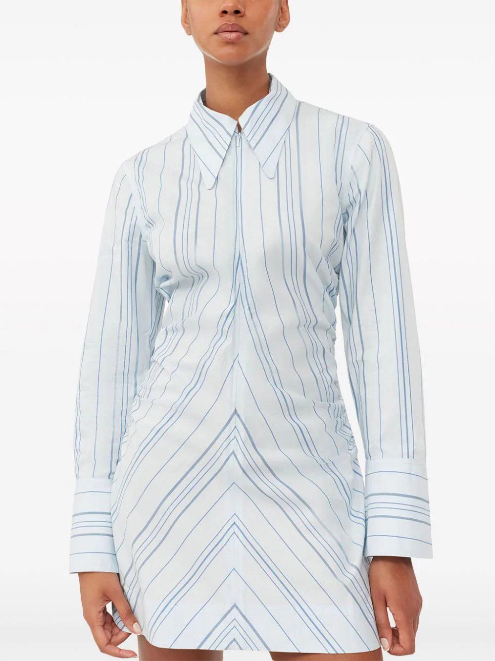 GANNI Striped Twill Fitted Tunic