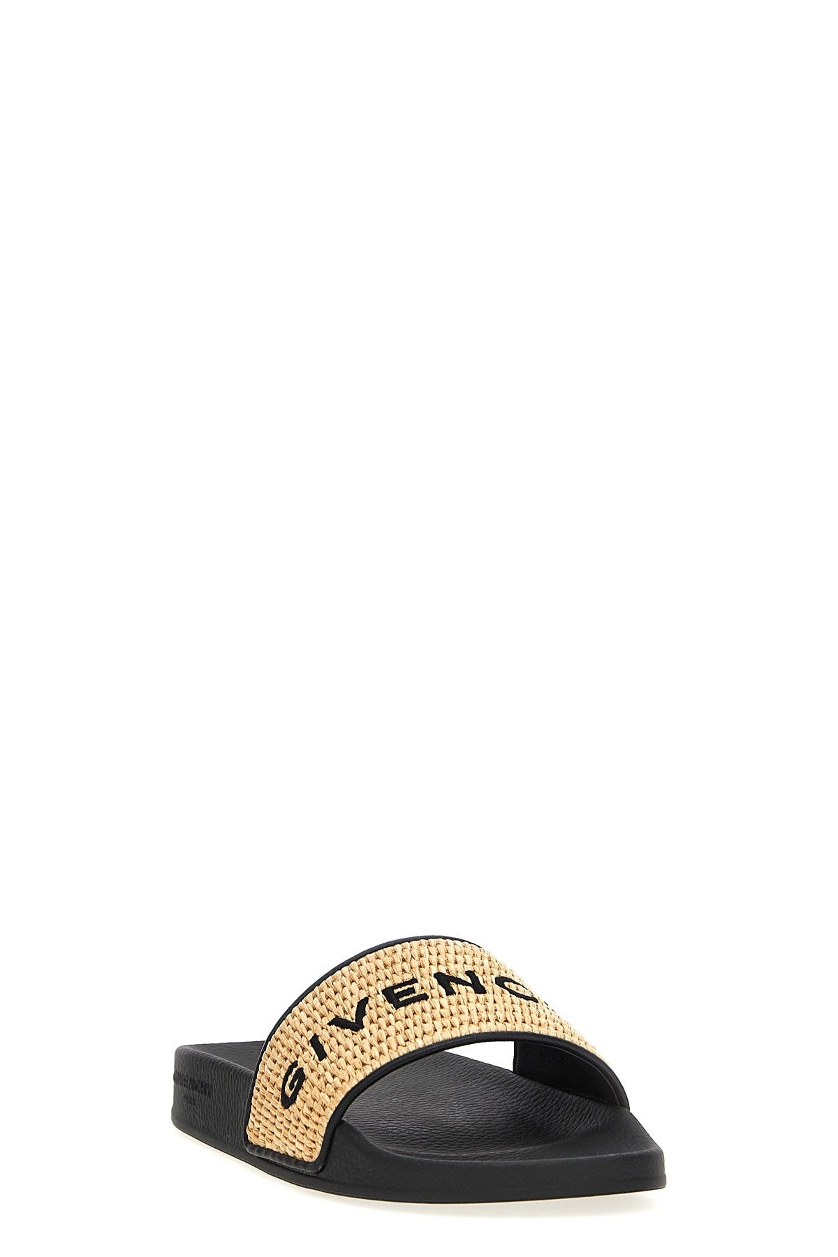 Givenchy 4g Slide Flat Sandals In Rafia