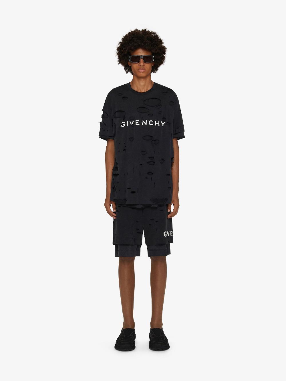 Givenchy Givenchy Bermuda Shorts In Felpa With Destroyed Effect