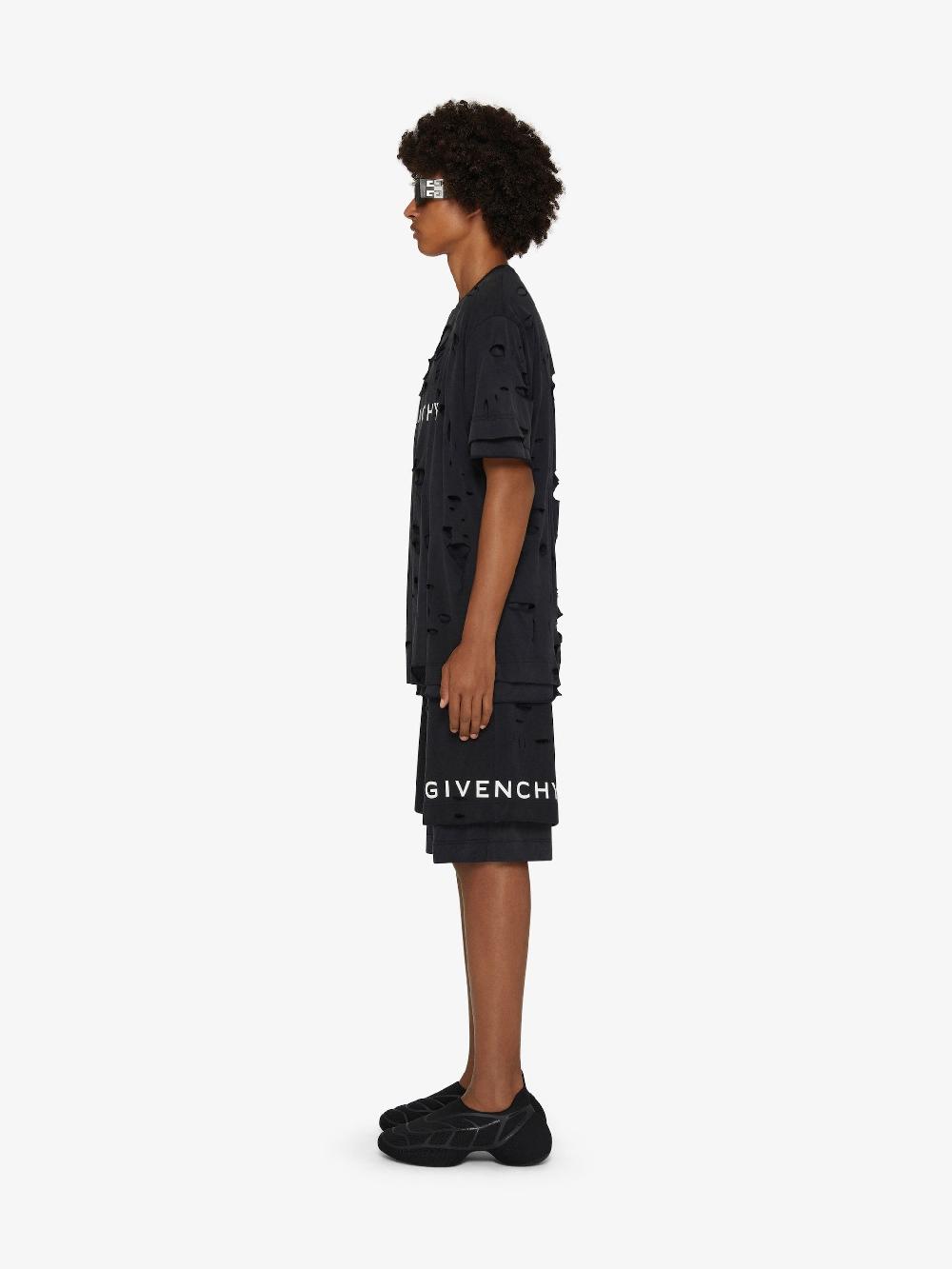 Givenchy Givenchy Bermuda Shorts In Felpa With Destroyed Effect