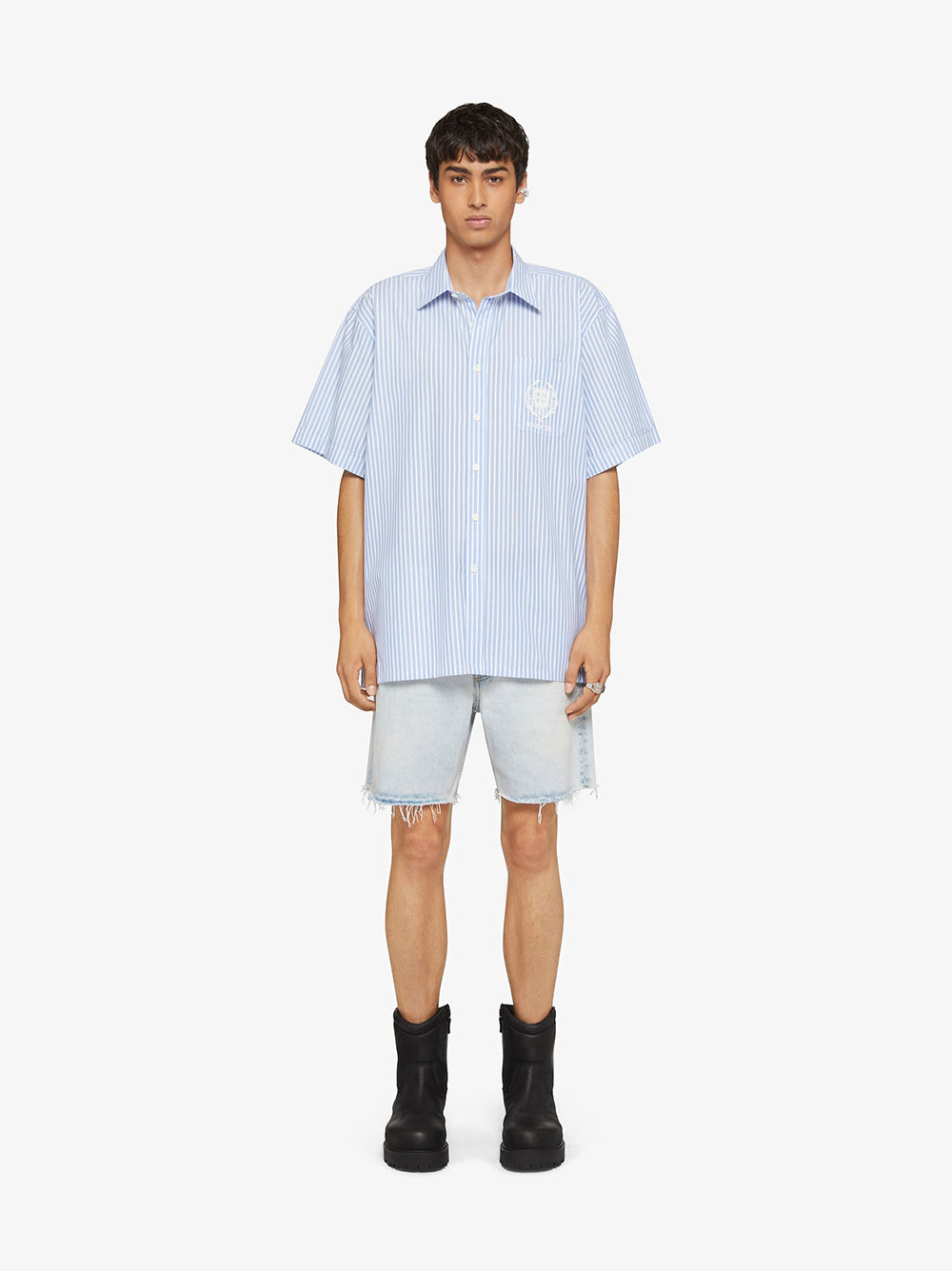 Givenchy Striped Givenchy Crest Shirt