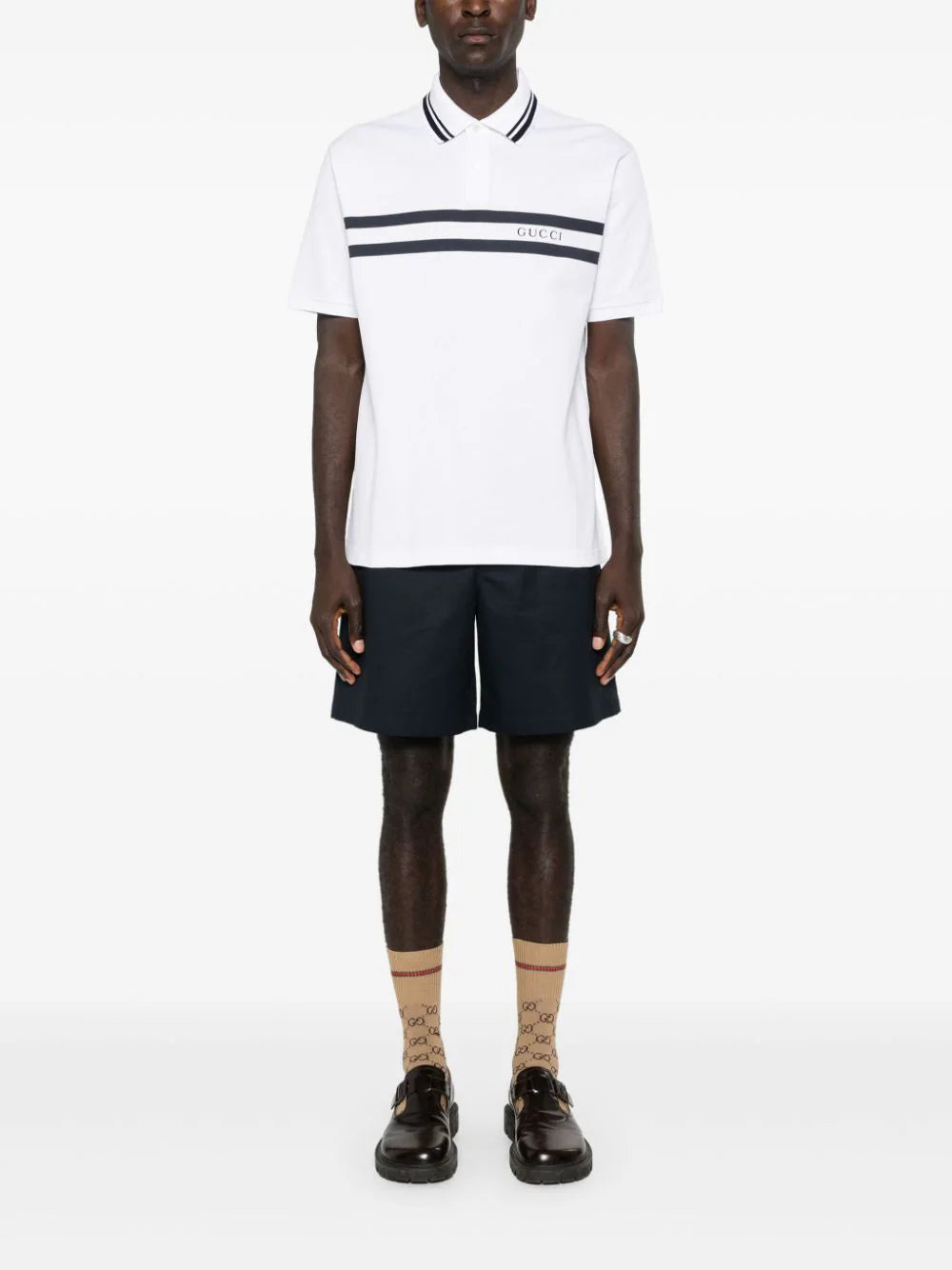 GUCCI Cotton Polo Shirt With Gucci Print