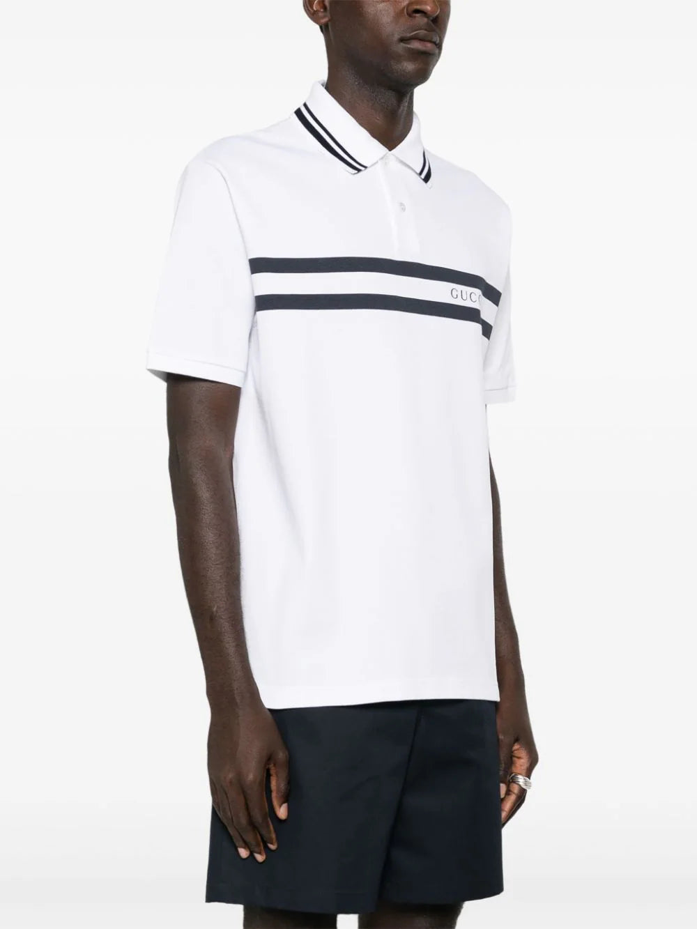 GUCCI Cotton Polo Shirt With Gucci Print
