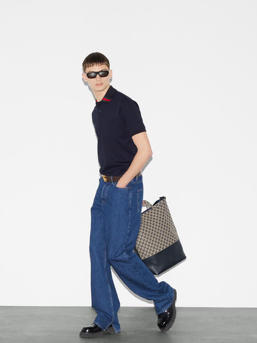 GUCCI Cotton Polo Shirt With Web