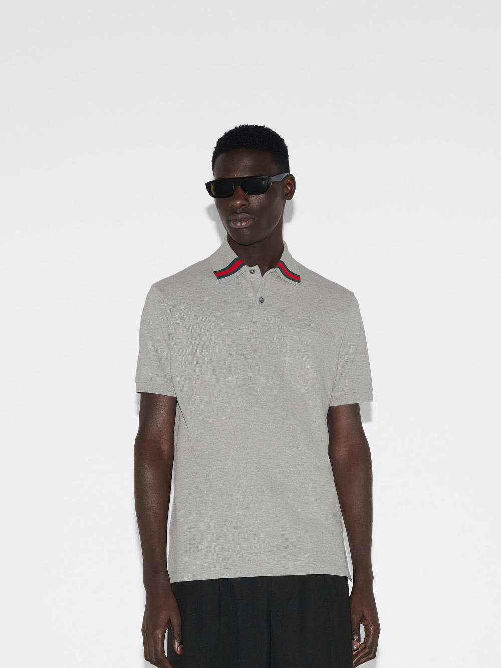 GUCCI Cotton Polo Shirt With Web