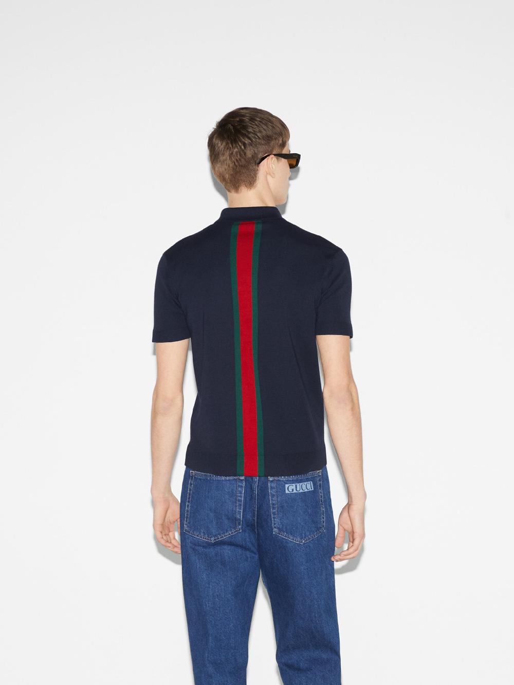 GUCCI Cotton Polo Shirt With Web