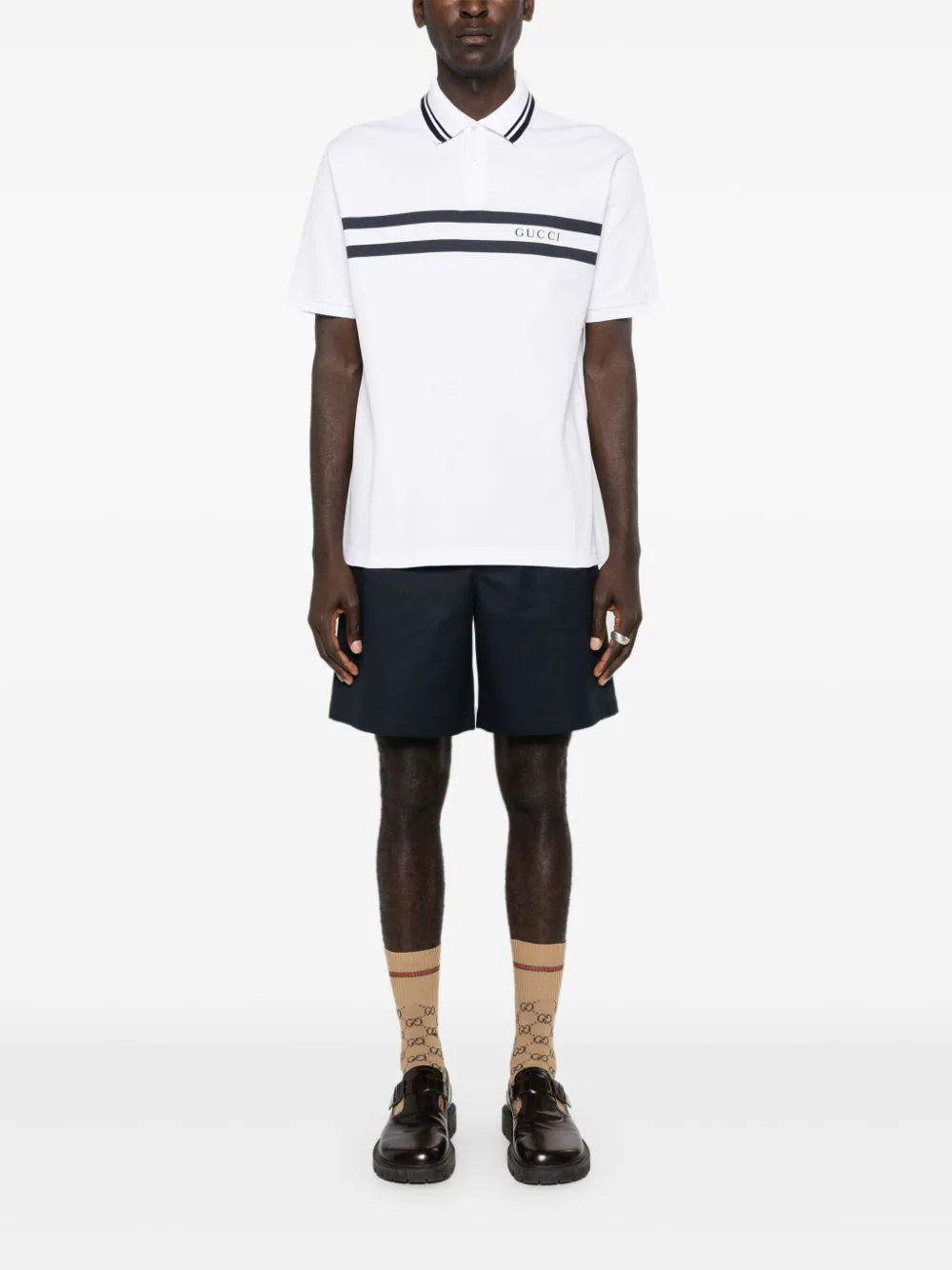 GUCCI Double Cotton Twill Shorts With Web Tape