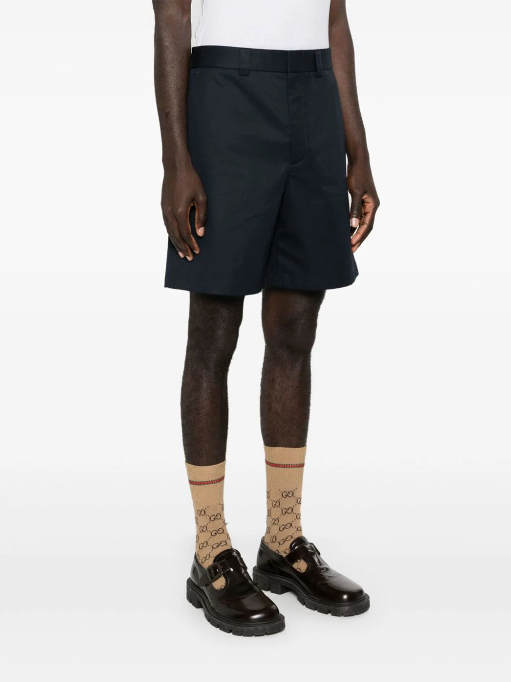 GUCCI Double Cotton Twill Shorts With Web Tape