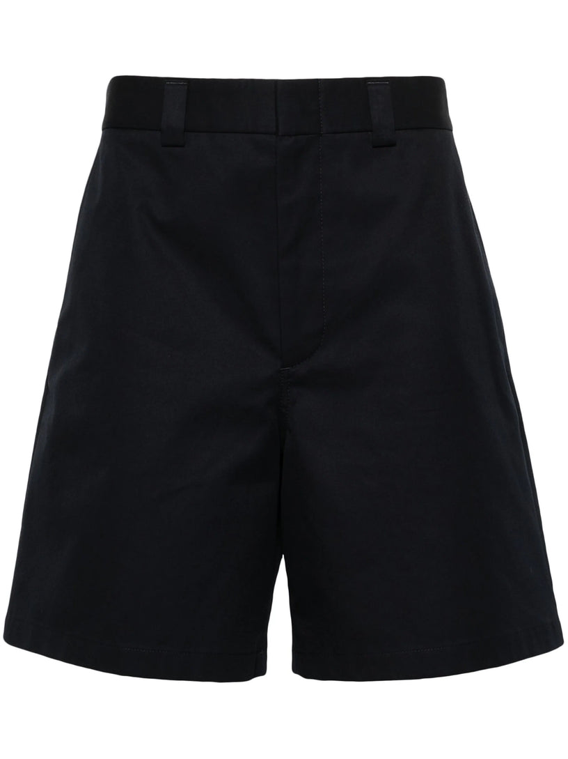 GUCCI Double cotton twill shorts with web tape