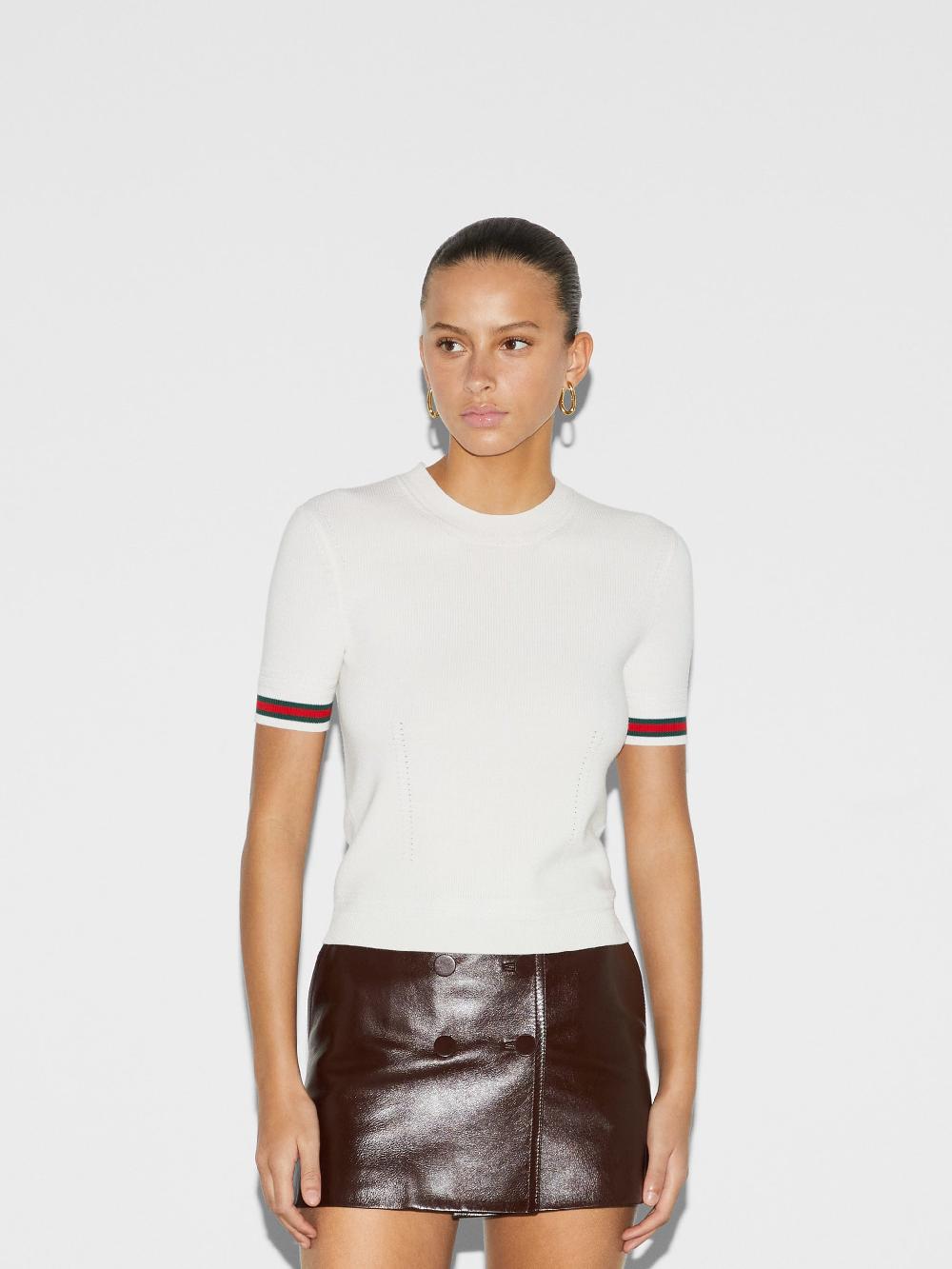 GUCCI Extra Fine Wool Top With Web