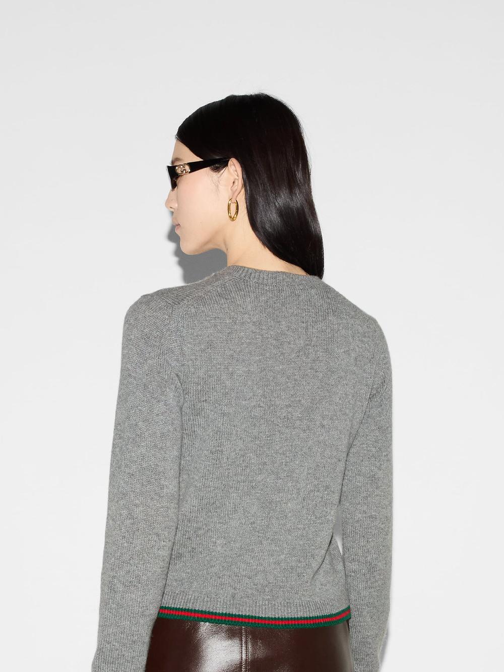 GUCCI Fine Cashmere Sweater With Web Ribbon
