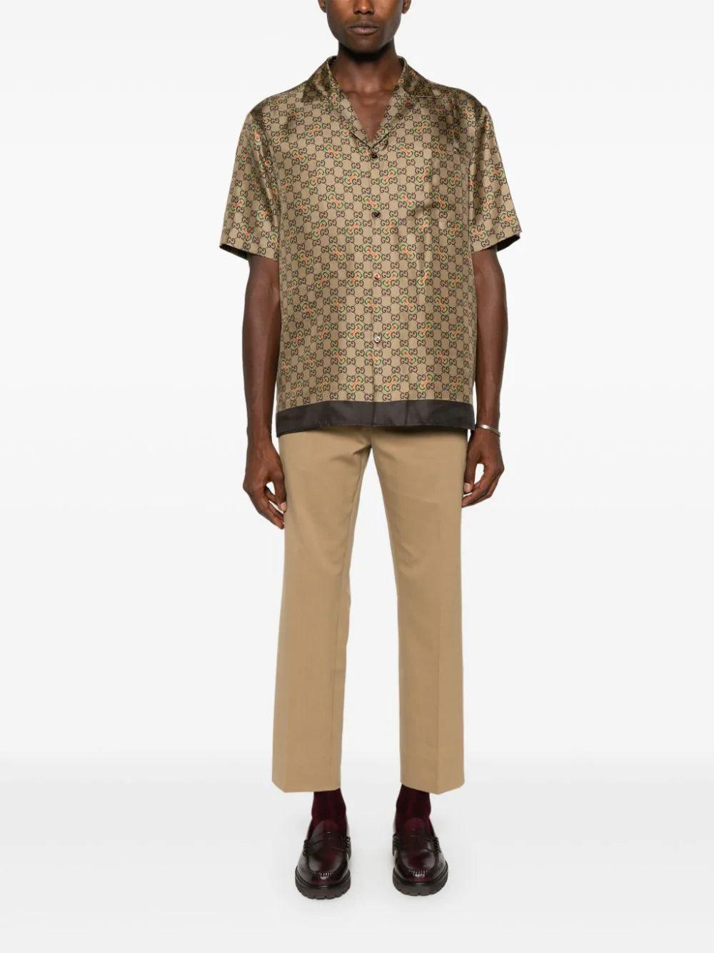 GUCCI Gabardine Chino Trousers With Web Ribbons